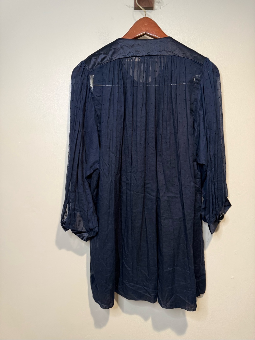 BY MALENE BIRGER Karly Blouse tunic crinkle chiffon peasant navy blue size 38 - Picture 3 of 10